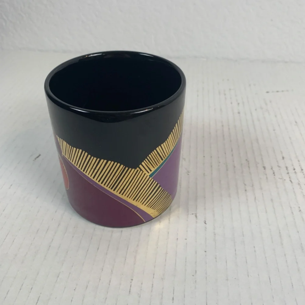 Laurel Burch Moroccan Horse Heads Coffee Mug Black Purple Red Gold Vintage Japan